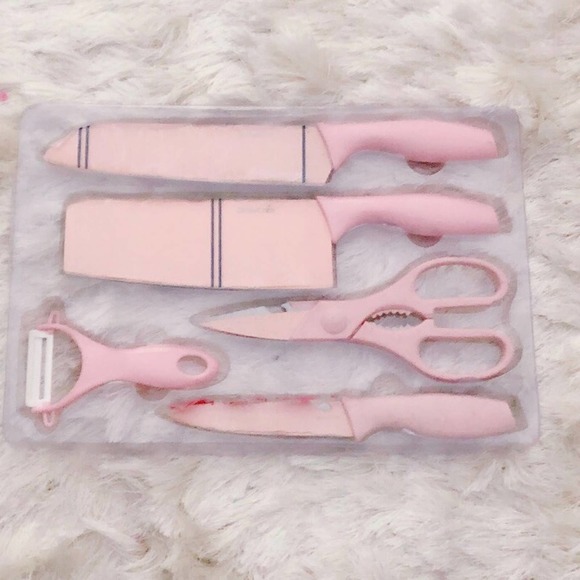 💝 PINK CERAMIC KITCHEN KNIFE SET (6 PIECE) CUTE STAINLESS STEEL - Picture 10 of 11